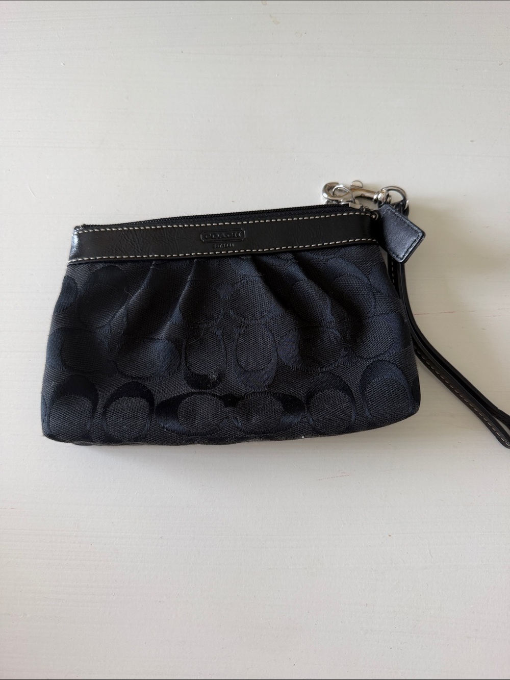 Coach Black Signature Fabric Wristlet Clutch